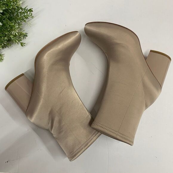 $395 Opening Ceremony Dylan Satin Leather Booties 35EU 5US Tan Champagne - Picture 7 of 11